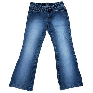 Angels Jeans Womens Juniors 3 Blue Denim Stretch Dark Wash Low Rise Bootcut Leg